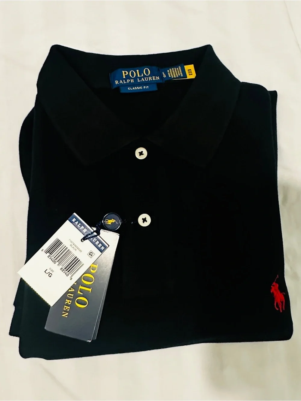 Ralph Lauren Men's Black Polo with Red Pony Classic Fit